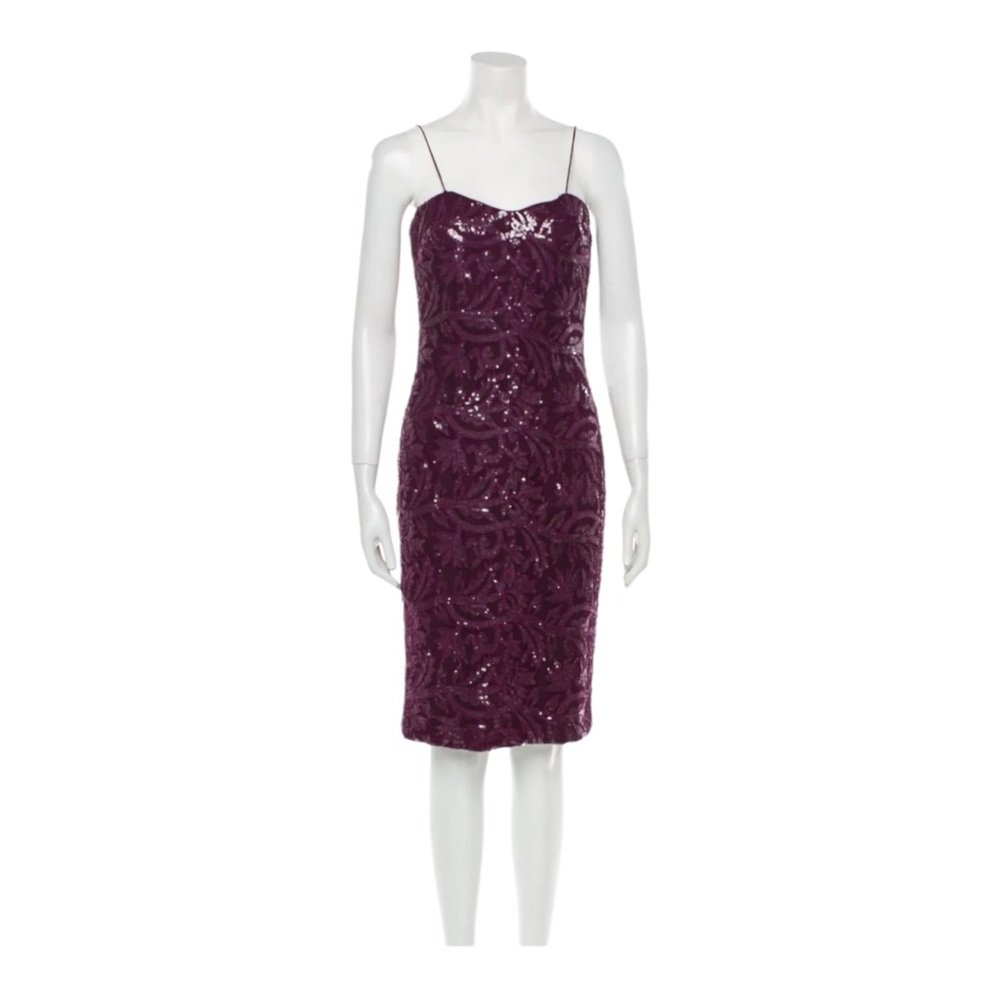 Badgley Mischka Women Purple Collection Square Neckline Knee-Length dress size 6